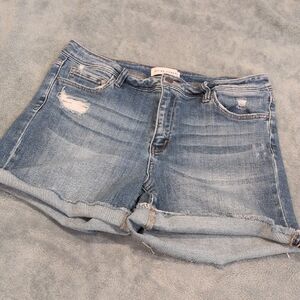 Flying Monkey Light Blue Distressed Jean Shorts